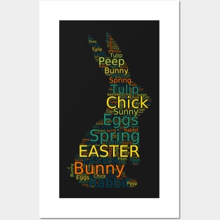 Cute Colorful Bunny Easter Words Posters and Art